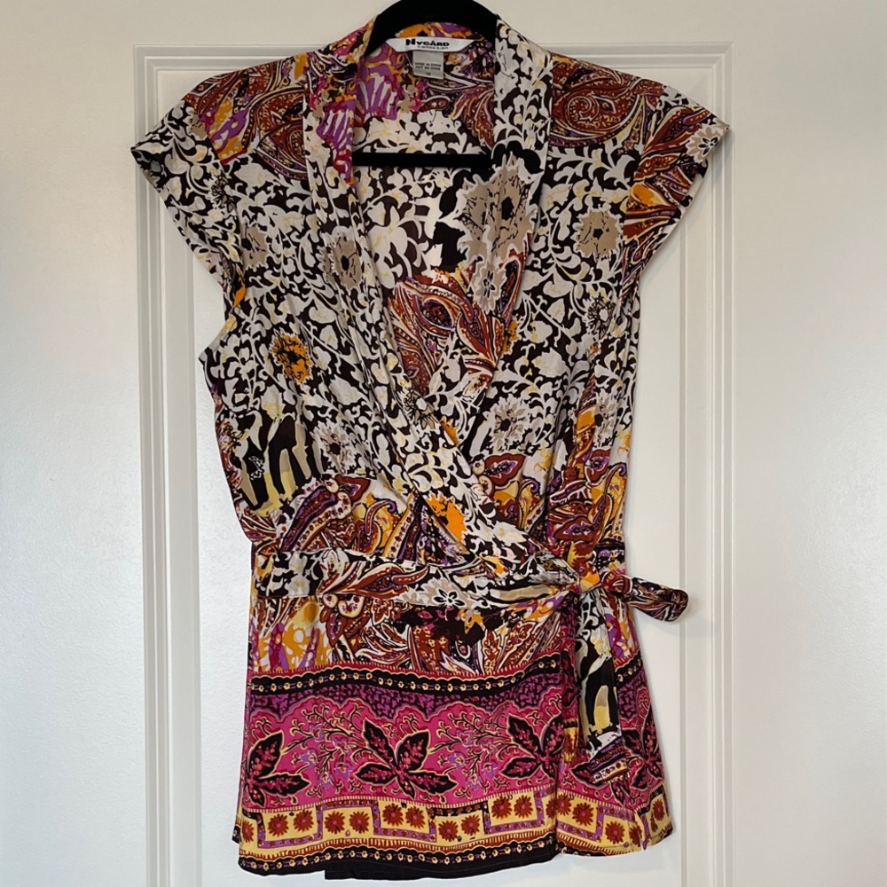 Vintage Nygard Collection 100% Silk Paisley Wrap Blouse